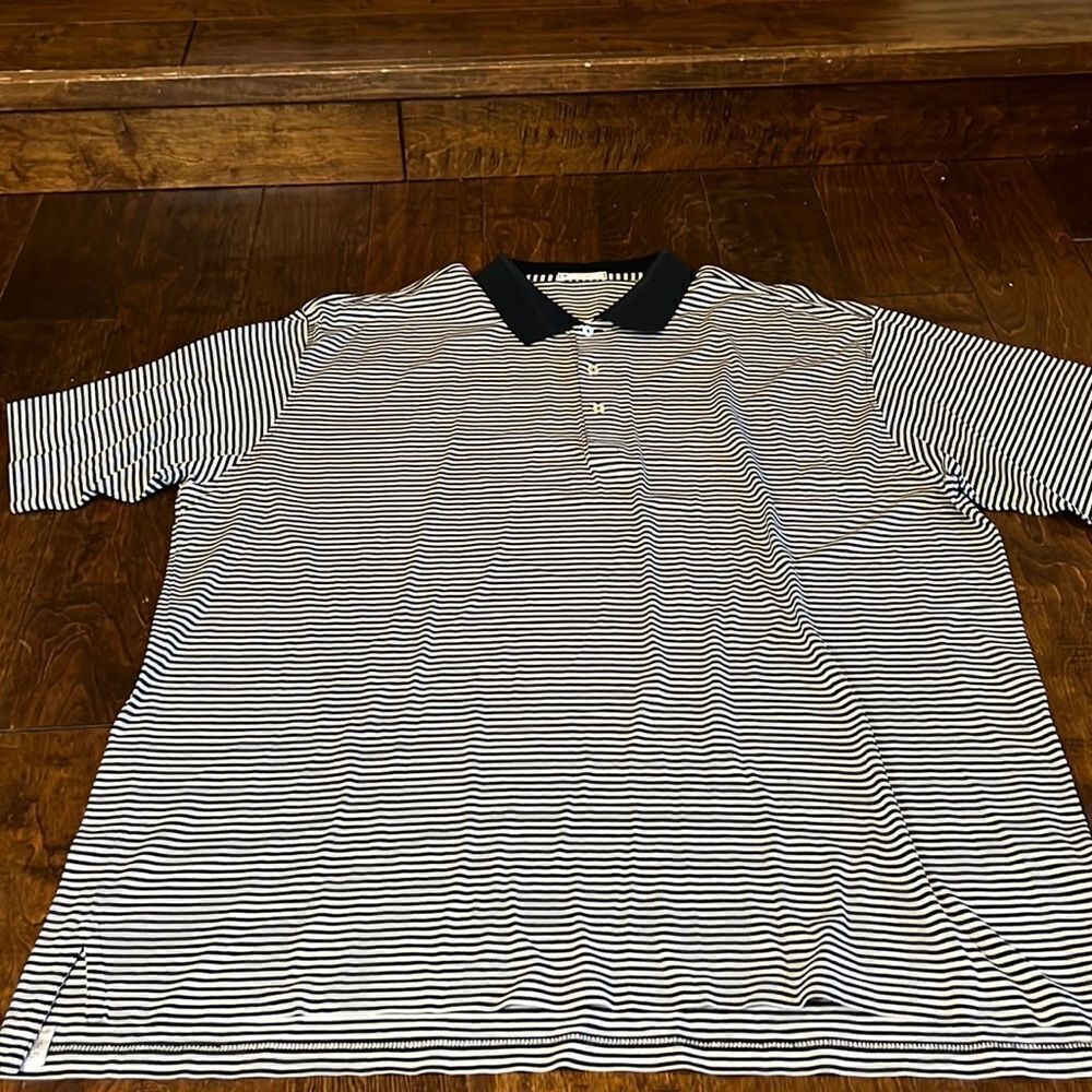 Peter Millar black/white striped Polo, size 2XT!